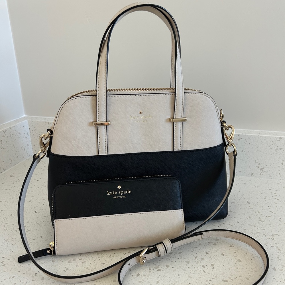 Kate Spade Leather Cedar Street Maise Dome Satchel with Matching Wallet